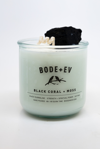 Black Coral + Moss: 10oz Soy Wax Candle with Black Tourmaline