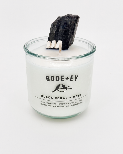 Black Coral + Moss: 10oz Soy Wax Candle with Black Tourmaline