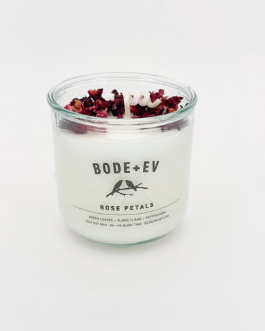 Rose Petals: 10oz Soy Wax Candle topped with Dried Rose Petals