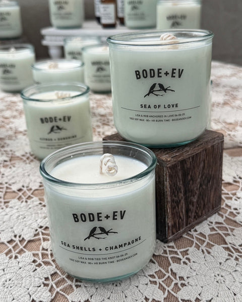 Custom labeled candle with name and date for milestone celebration gift